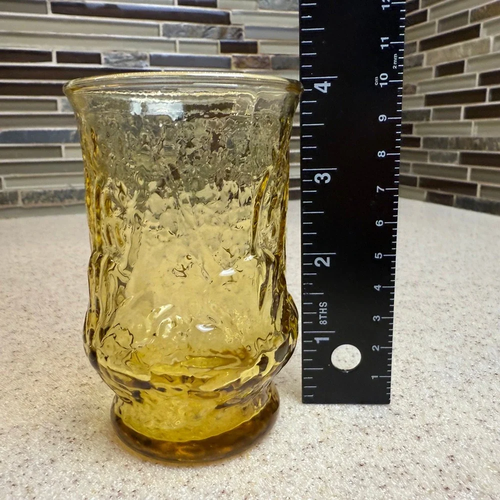 VTG Anchor Hocking Amber Rain Flower 4